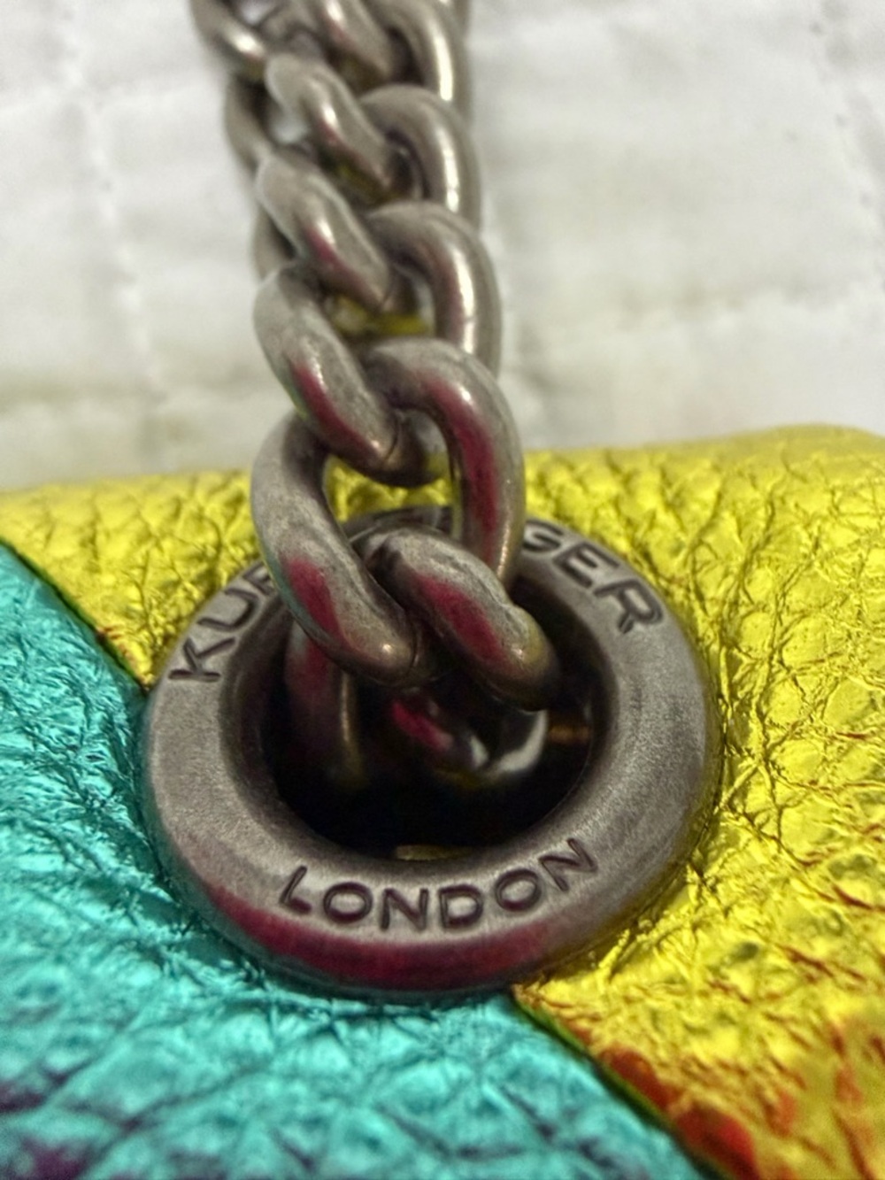 Kurt Geiger London Rainbow Metallic Kensington Chain Shoulder Bag - Picture 4 of 11